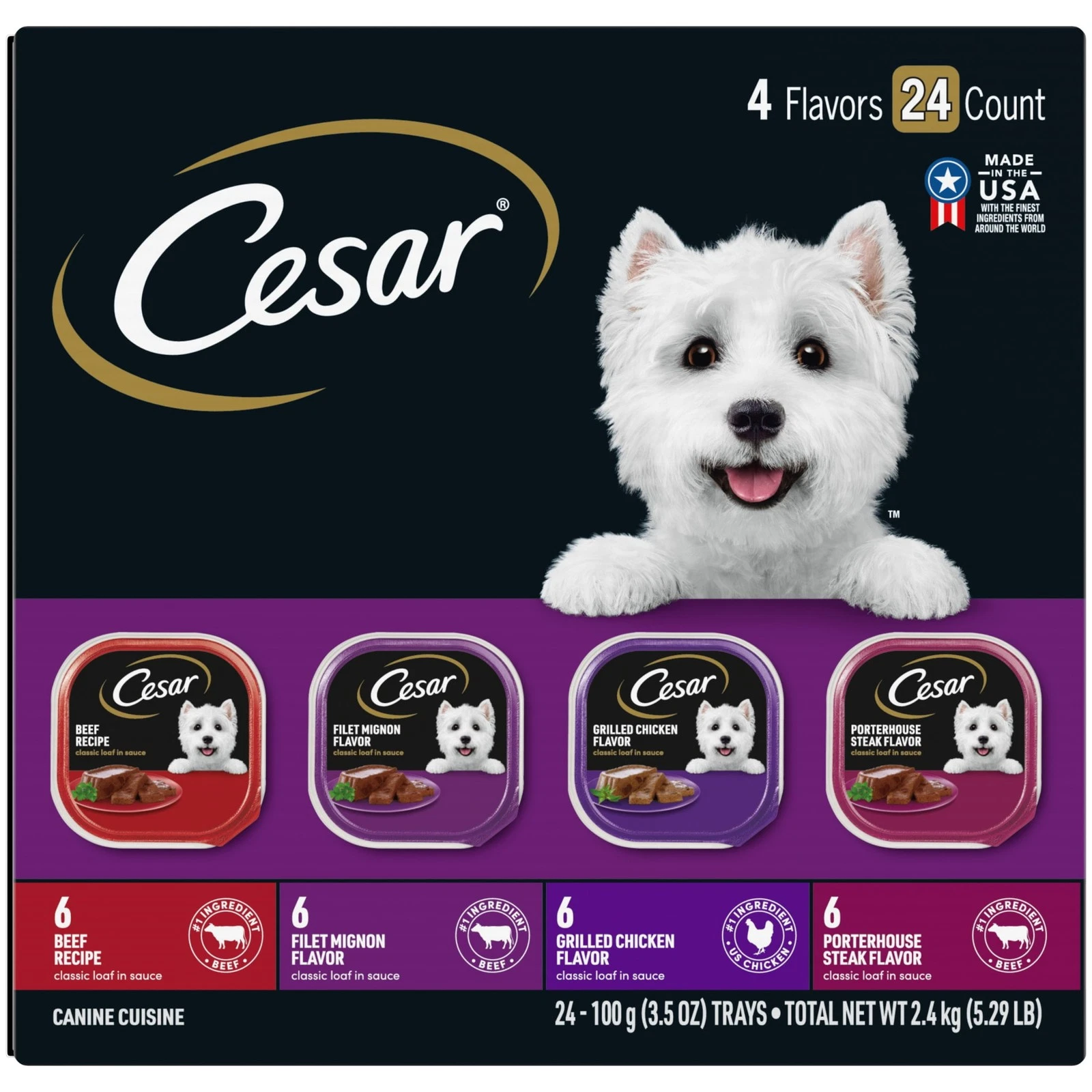 Classic Loaf In Sauce Wet Dog Food Variety Pack 3.5 Oz Trays 24 Pack