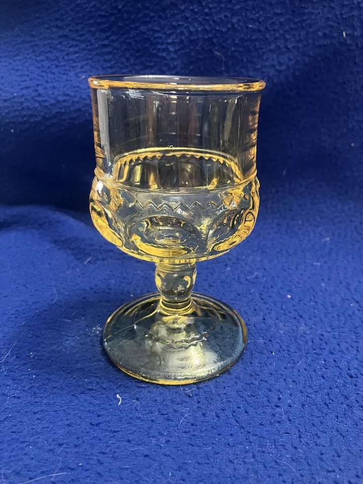 Cantidad 8 - Copas pequeñas amarillas vintage Indiana Glass King’s Crown con huella digital Foto 2 de 4
