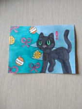 ACEO Original Acrylic Painting Landscape Miniature Art Card ATC Scenery 60 Cat