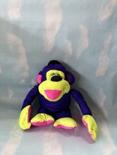 1994 Vintage Fisher Price Puffalumps 12" Chattering Chimps Plush Monkey Blue