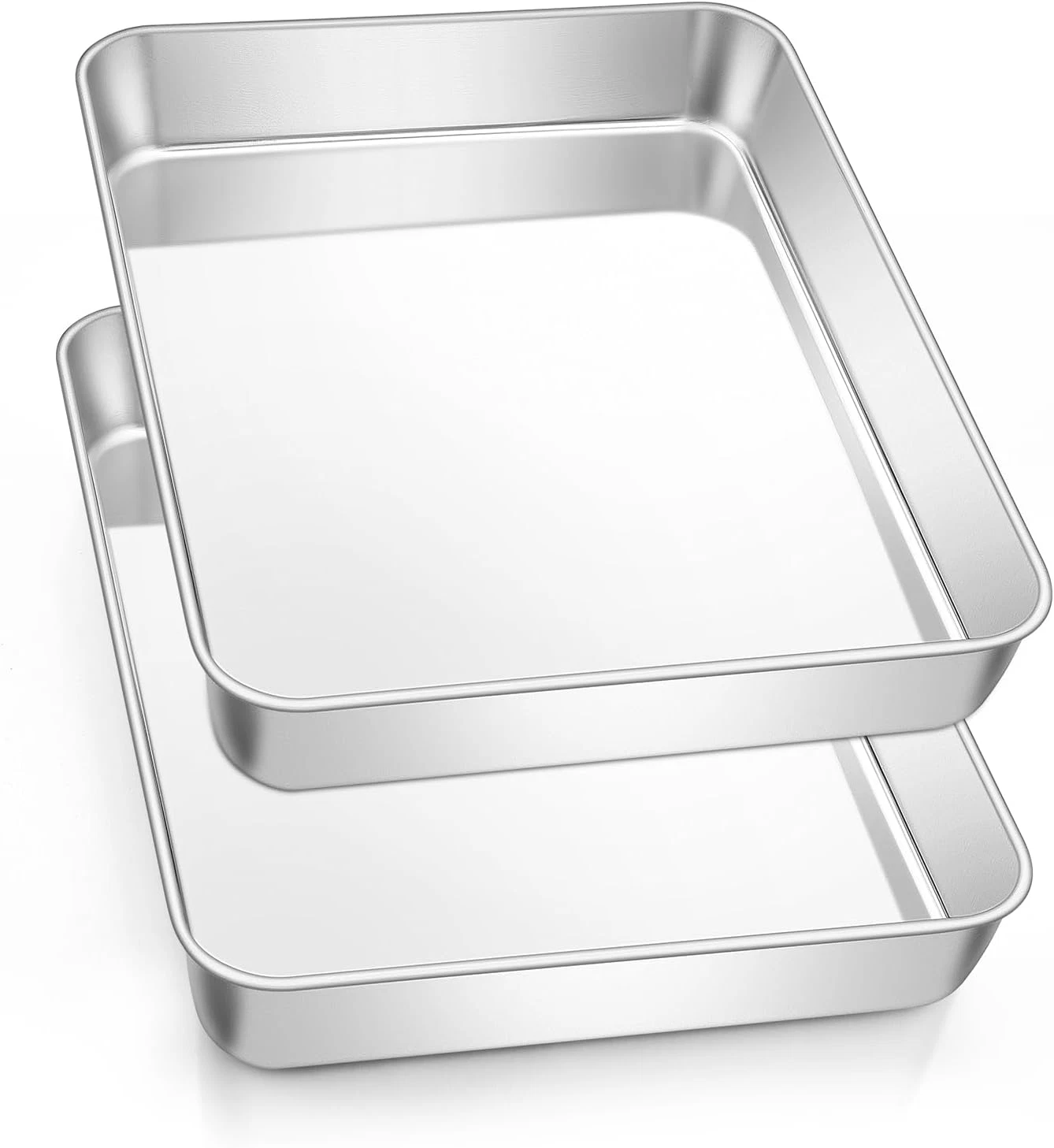 Rectangular Cake Pan for Baking, 10.5 X 8 X 2 Inch Stainless Steel Baking Sheet