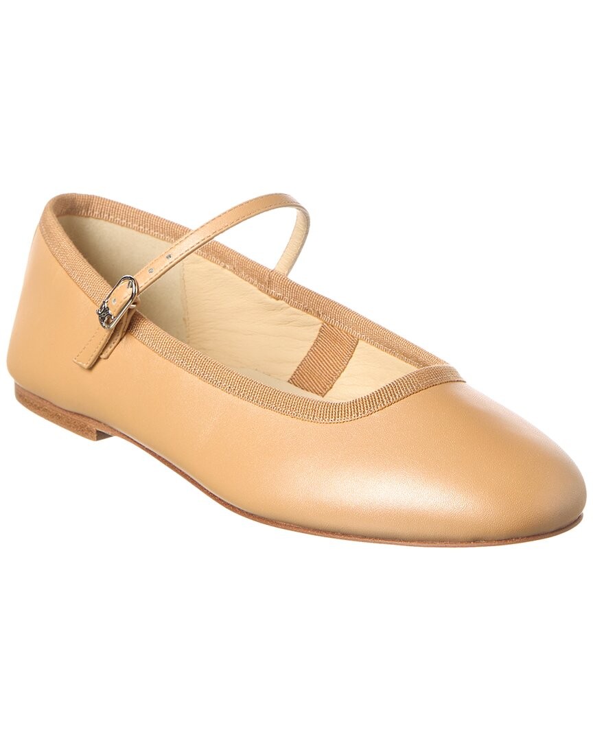 Celine Mary Jane Leather Ballerina Flat Women's Brown 36.5