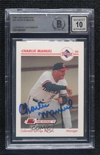 BAS 1991 Line Drive Pre-Rookie AAA Charlie Manuel #99 BGS Authentic Auto ow6