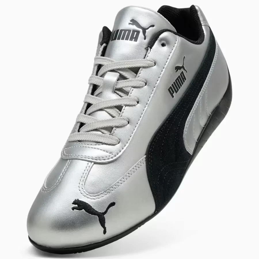 Puma Speedcat Metallic Sneakers IN Argento e Nero Tutte le Taglie Stock Limitato - Immagine 4 di 4