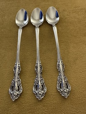 (3) ICED TEASPOONS  Oneida CUBE  MICHELANGELO Glossy Stainless Flatware