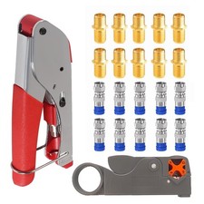 Coax Cable Crimper Tool Kit Coaxial Compression Tool Fitting Wire Stripper wi...