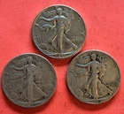 "WALKING LIBERTY HALF DOLLARS" 1942 1945 1945 LOT OF THREE SILVER HALF DOLLARS