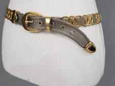 Vintage 1970's Gold Silver Brass Mesh Metal Belt Chainmail Glam Mob Boss 80s