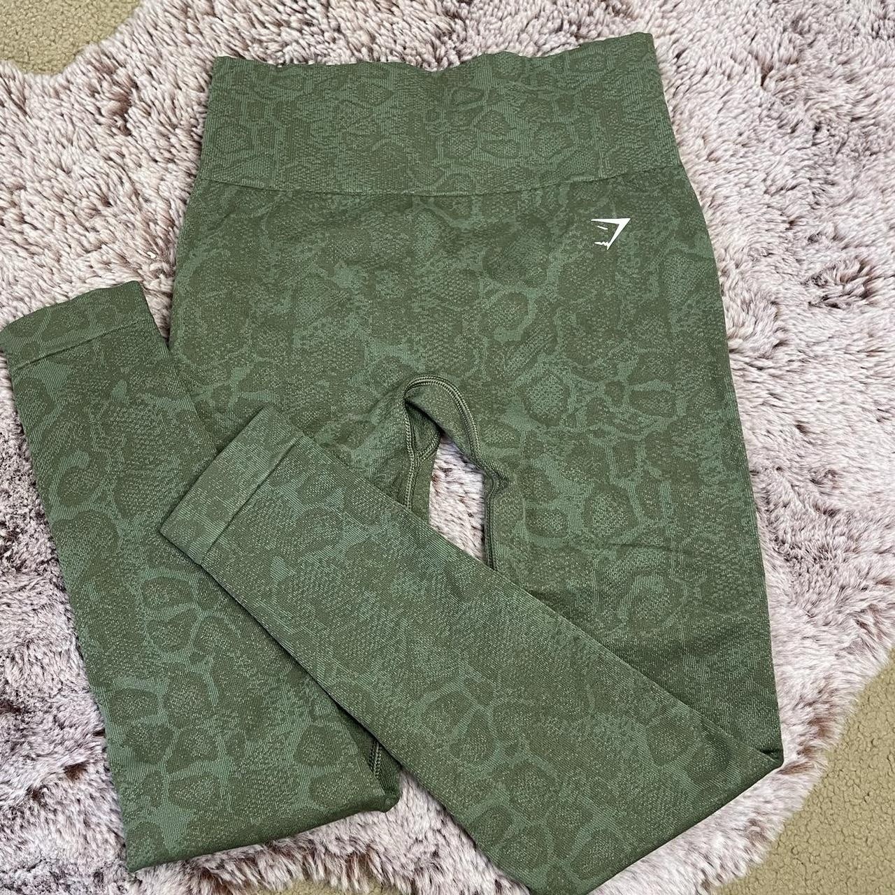 Gymshark Textured Green Womens Medium Ankle Gym Leggings for Workouts