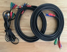 Lot Of 3 Component Video RCA Cables Male Connectors Red,Blue,Green - Pre Owned