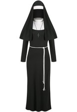 The Nun Costume Women Nun Habit Mother Sister Halloween M,Black 
