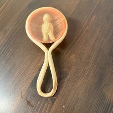 Vintage Celluloid Rattle Crib Toy with Figure inside