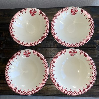 Le Comptoir DAMIER RED De FAMILLE Cereal Bowls Set Of 4
