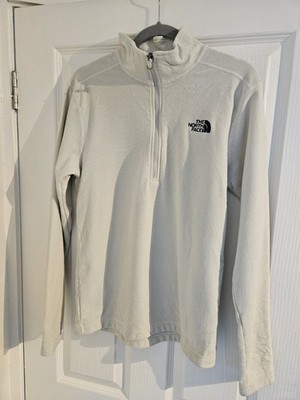 The North Face Herren Textur Cap Rock Quarter Zip Fleece Creme Small Pullover 