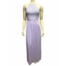NWT David’s Bridal Lavender Lace Open Back Maxi Dress Formal Prom Bridesmaid