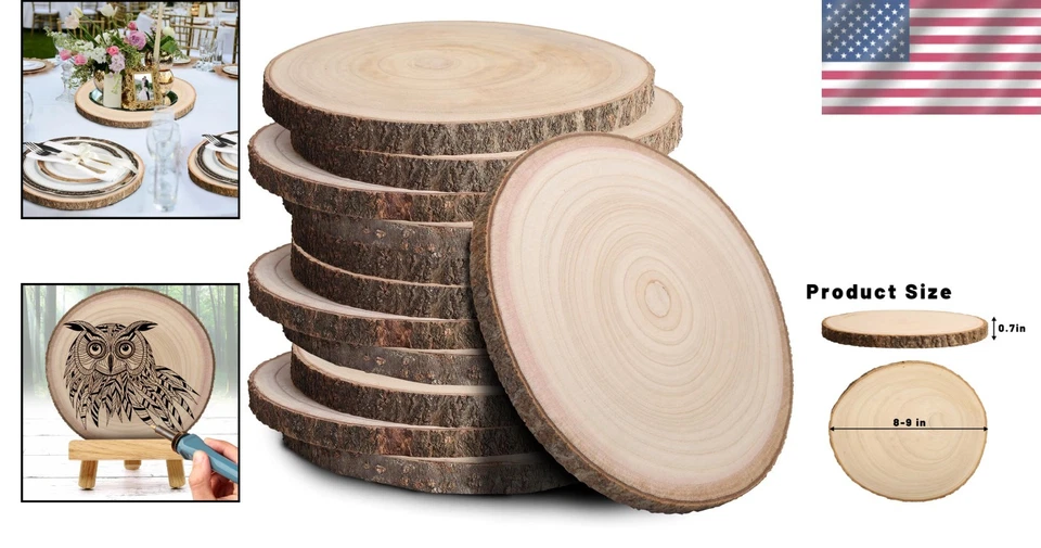 Rustic Wood Slices for Centerpieces - Set of 12 - Image 2 of 4