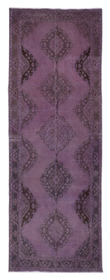 4.5x12.7 Ft Handmade Hallway Runner. Kitchen Rug. Corridor Rug. Purple Stair Rug