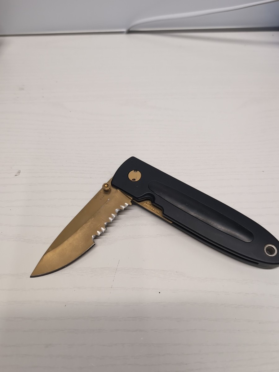 LIMITED EDITION BUCK KNIFE 180 GOLD BUCKCOTE CROSSLOCK ~ PAT