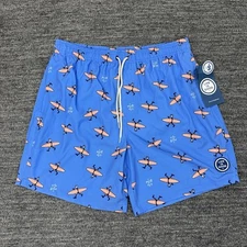 Life is Good Shorts Men Medium Jake Surfboard Surfing Blue Swim Trunks Beach NEW