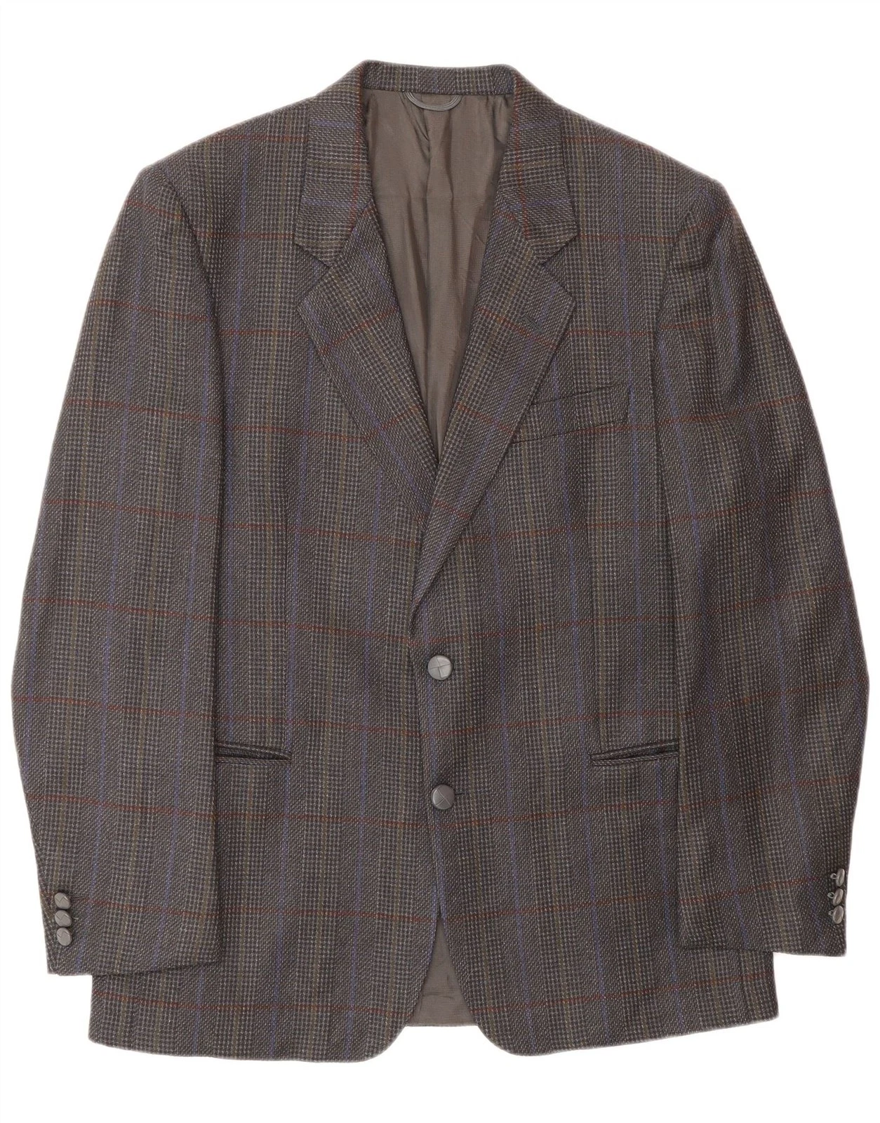 Vintage Mens 2 Button Blazer Jacket UK 38 Medium Blue Check Virgin Wool IT10