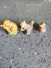 Vintage Wade Whimsies x 3 Duck Squirrel And Field Mouse