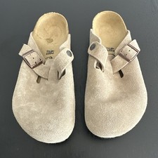 Birkenstock Boston Slip On Clogs Taupe Brown Suede UK 8 EU 42 New