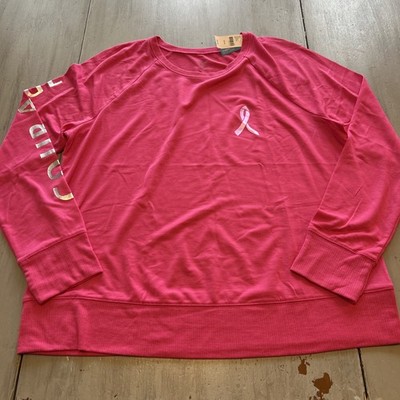 NWT Livi Active Pink Silver Breast Cancer Long Sleeve Shirt Courage Spellout XL