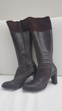 Boden Brown Leather Knee High Boots with Suede Cuff -  Size UK6.5