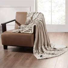 Brookstone Heated Oversized Brushed Knit Throw Soft Petal