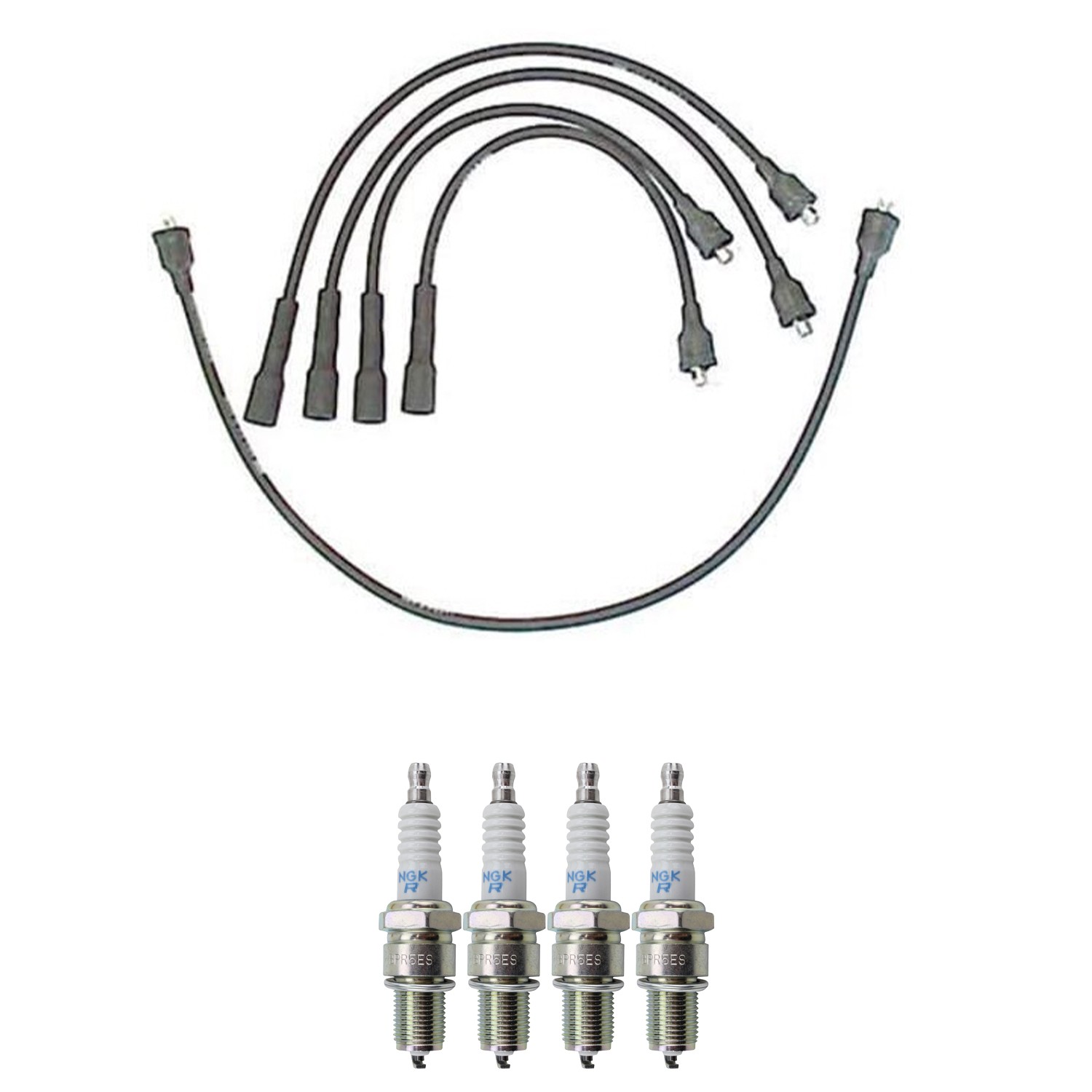 Denso Ignition Wires and NGK Spark Plugs Kit for Nissan B210 1975-1976 1.4L L4