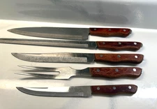 Japan Set of 5 Stainless Steel Precision Hollow Ground Kitchen Chef's Knife Set