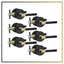 Interior Door Handles Knob Lever Black & Gold fits Hallway Closet - Pack of 6