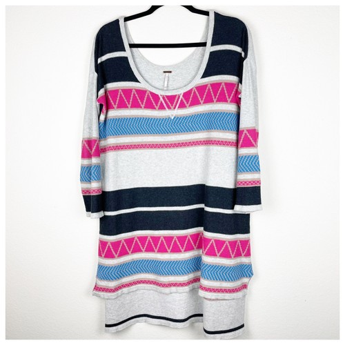Free People Gray Pink Blue Black Tribal 