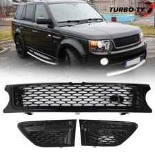 Mesh Front Grille Air Side Vents SET Black For 2010-2013 Range Rover Sport