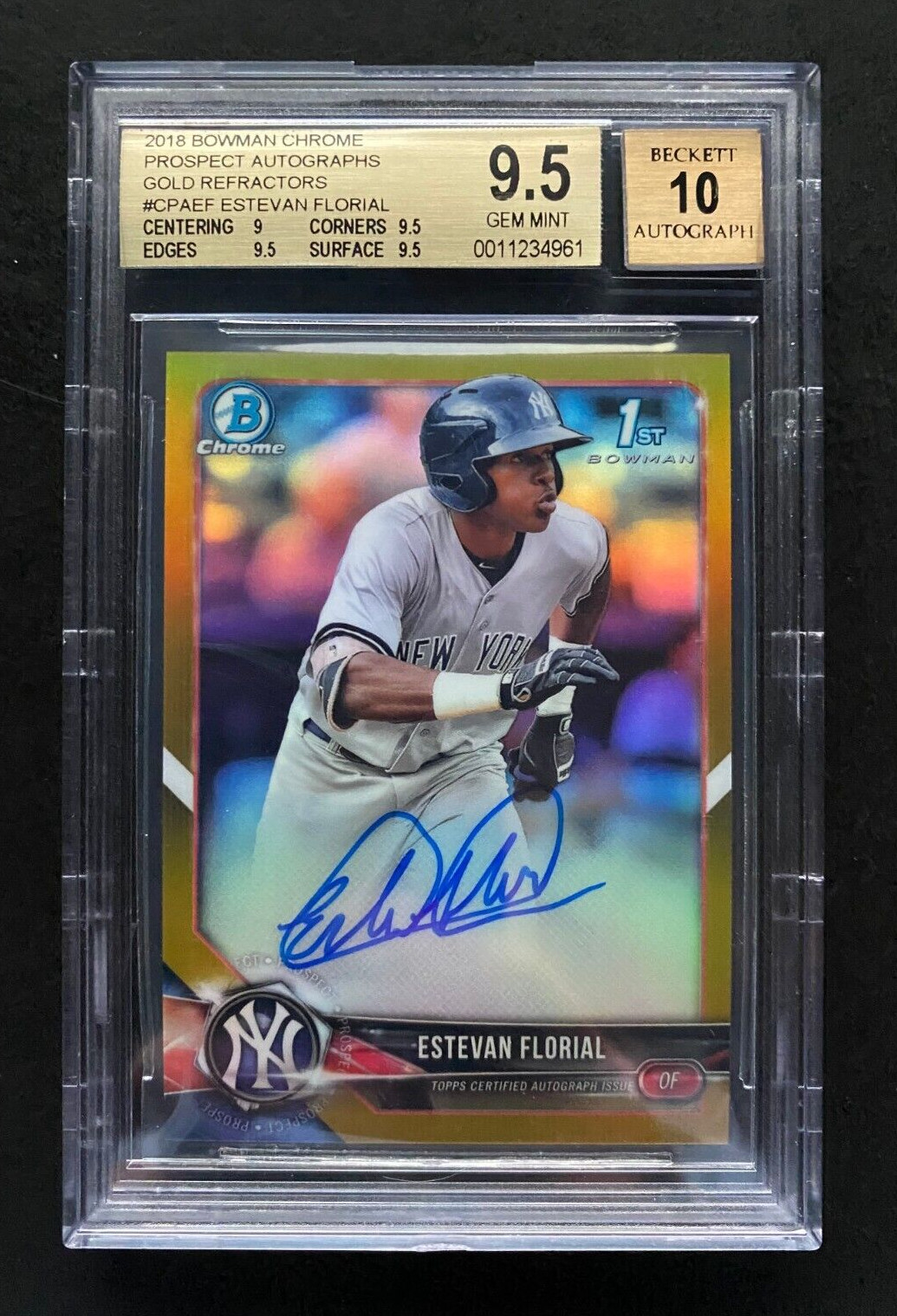 2018 ESTEVAN FLORIAL Bowman Chrome GOLD REFRACTOR Auto RC - BGS 9.5/10 - #/50