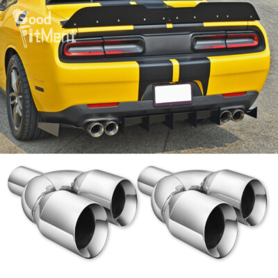 Für Dodge Challenger 2x 2.5'' Einlass 3.5''Auslass 9,5'' Doppelrohr Auspuff Endrohr