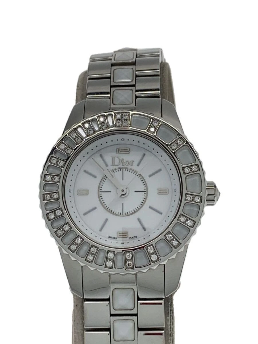 Montre Femme Christian Dior Quartz Analogique Acier Inoxydable Blanc Argent Occasion