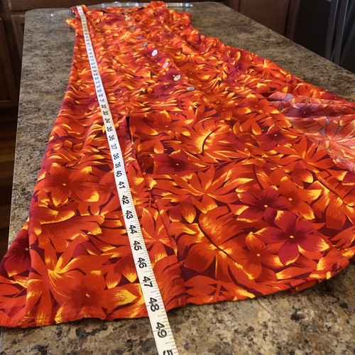 Vintage Scarlett Sz 10 Sleeveless Floral Button Down Dress Cutout Beaded Orange - Picture 3 of 14