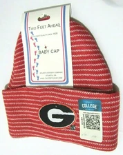 NCAA Georgia Bulldogs Circle G Red n White Stripes Knit Hat NB Two Feet Ahead 