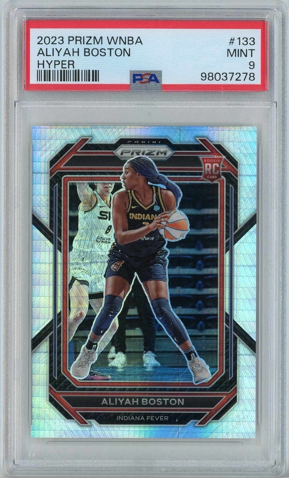 2023 Panini Prizm WNBA 133 Aliyah Boston Hyper RC PSA 9 Mint POP 11 view 3