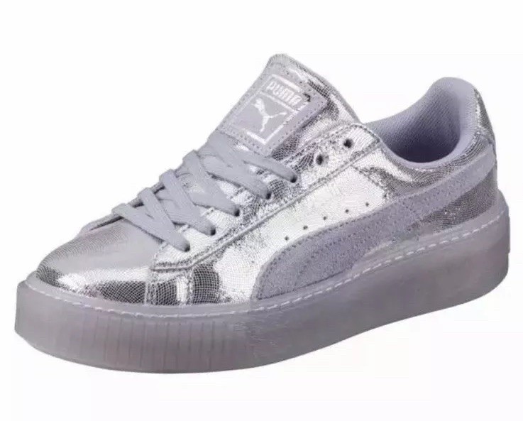 puma basket platform silver