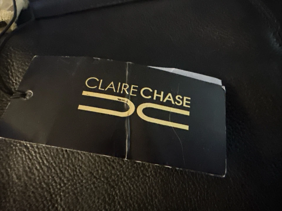Claire Chase 拉链脊髓灰质炎袋黑色皮革袖包新品 — 第 3/4 张图片