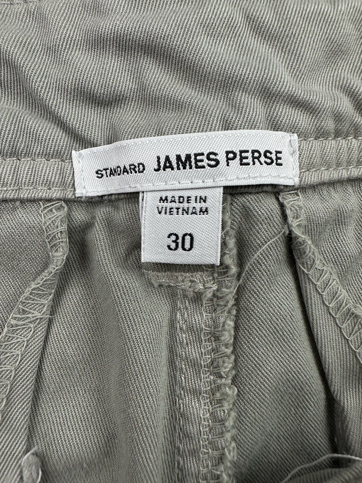 Pantalones James Perse para mujer 34 grises de lona pierna ancha tiro bajo solapa bolsillos informales Foto 4 de 4