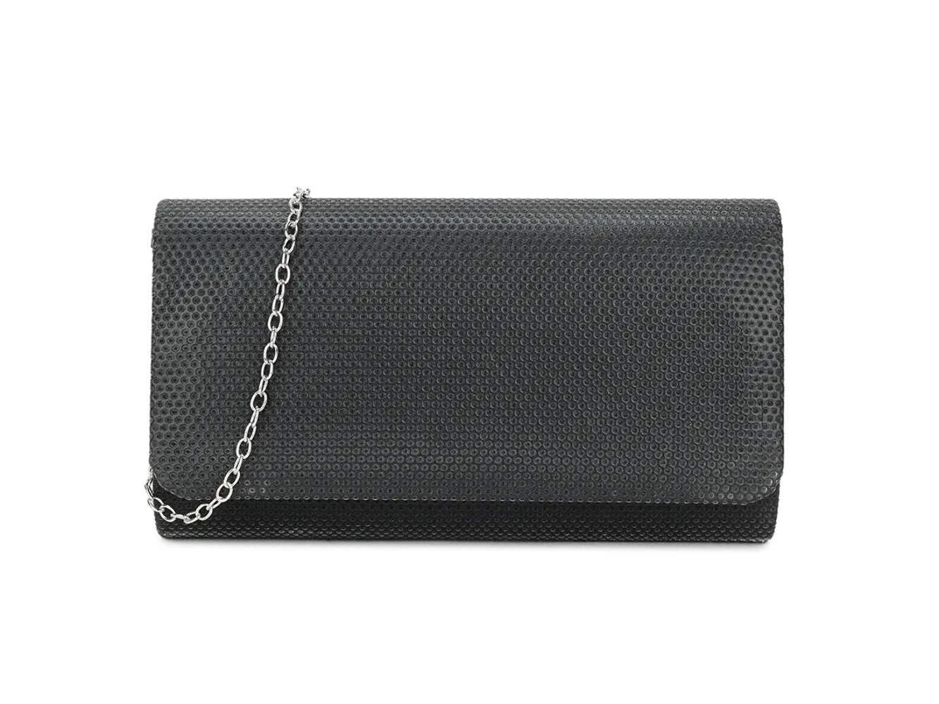 Black Glitter Embellished Clutch Bag