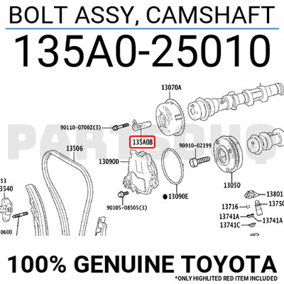 135A025010 Genuine Toyota BOLT ASSY, CAMSHAFT 135A0-25010 | eBay