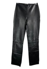 VTG Hugo Buscati high waist straight leg Leather pants 90s black sz 2