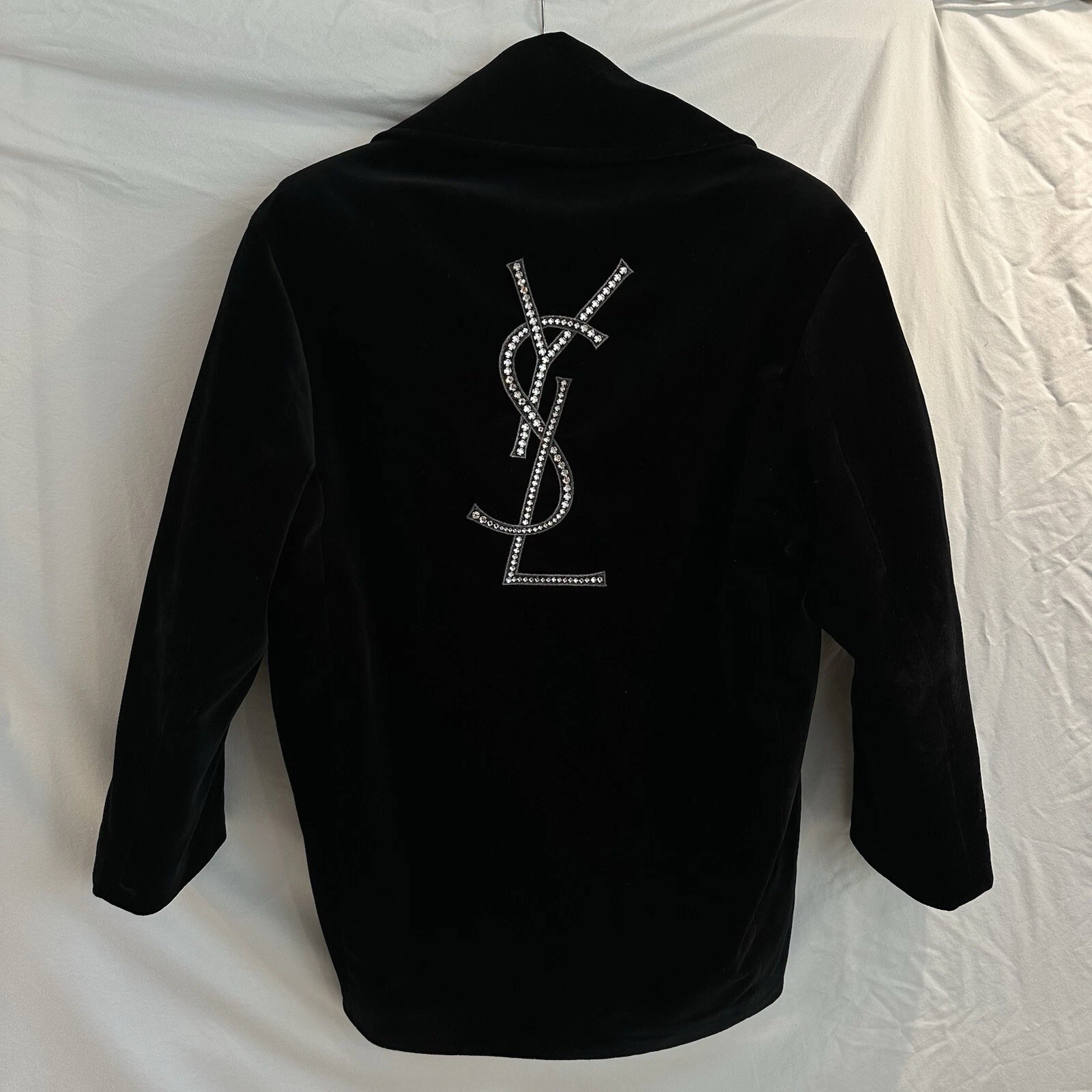 SAINT LAURENT (YSL) Cappotto doppiopetto YSL SAINT LAURENT nero velluto cristallo taglia unica