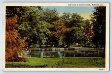c1956 Ashland Kentucky KY Vintage Postcard Lily Pool Central Park Lake Posted