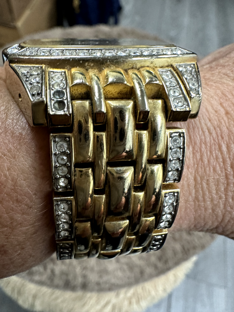 Men's Elgin Iced Large Faced Watch 44MM Gold Tone Classy/Stylish