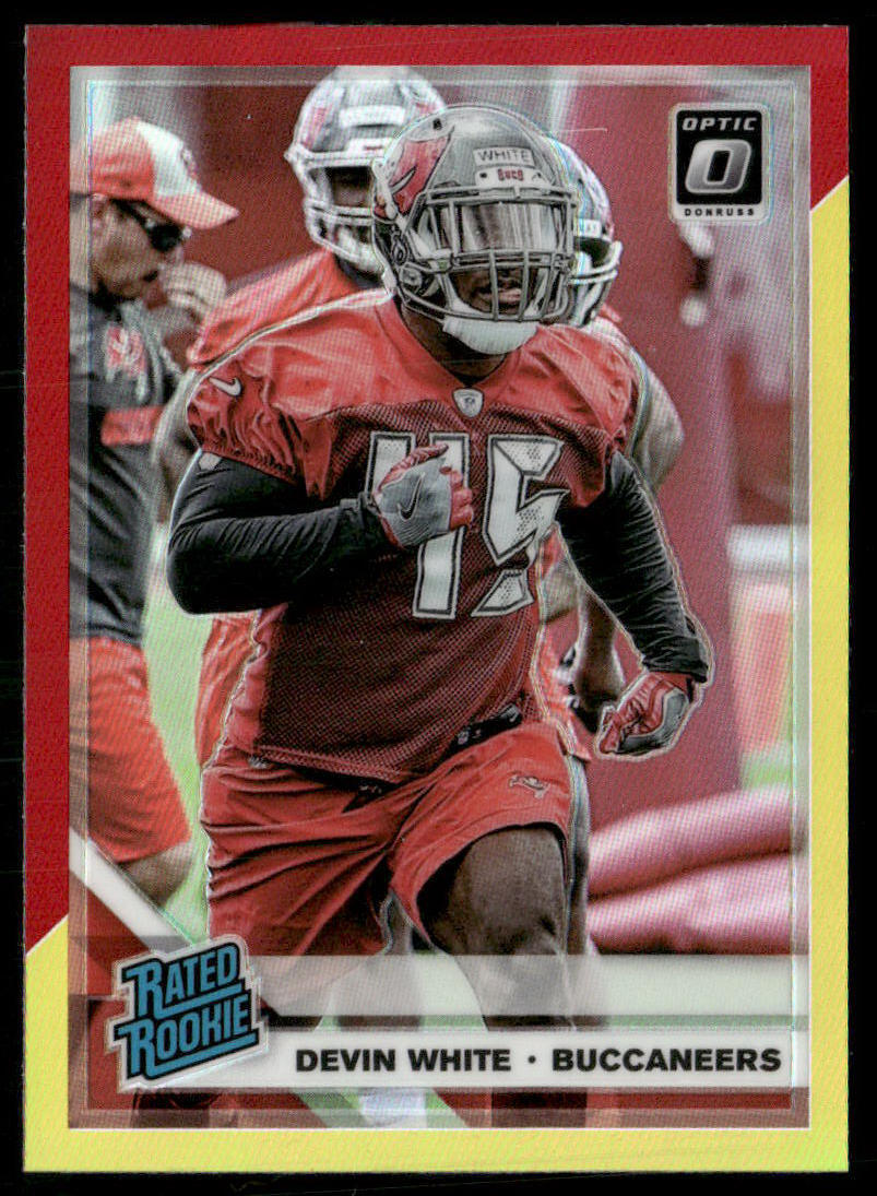 2019 Donruss Optic Devin White 192 Red and Yellow Tampa Bay Buccaneers